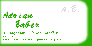 adrian baber business card